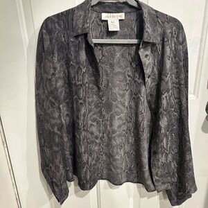 Vintage 100% Silk Snake Print Button-Up Shirt